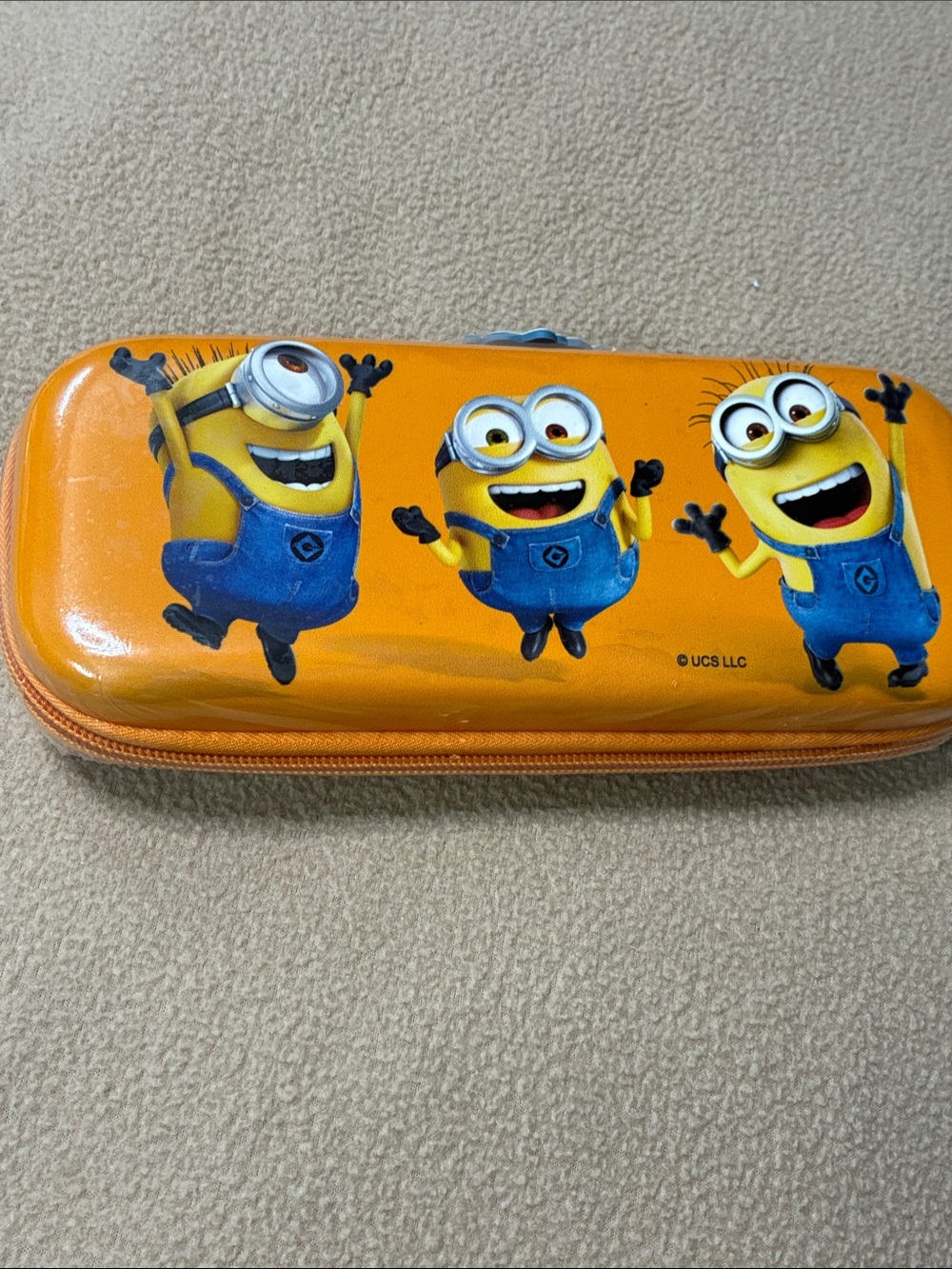 Licensed Minions Orange Kids Pencil Case with Hard Shell